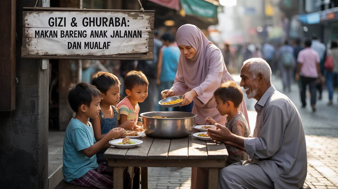 Program dakwah dan sosial yang menyentuh hati: berbagi makanan bergizi sambil membina anak jalanan dan saudara mualaf. Mari jadi bagian dari kebaikan yang menguatkan ukhuwah dan menebar kasih sayang