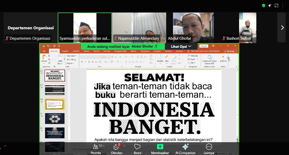 Literasi sebagai Jalan Peradaban, Kader Hidayatullah Sulbar Diajak Tingkatkan Budaya Membaca